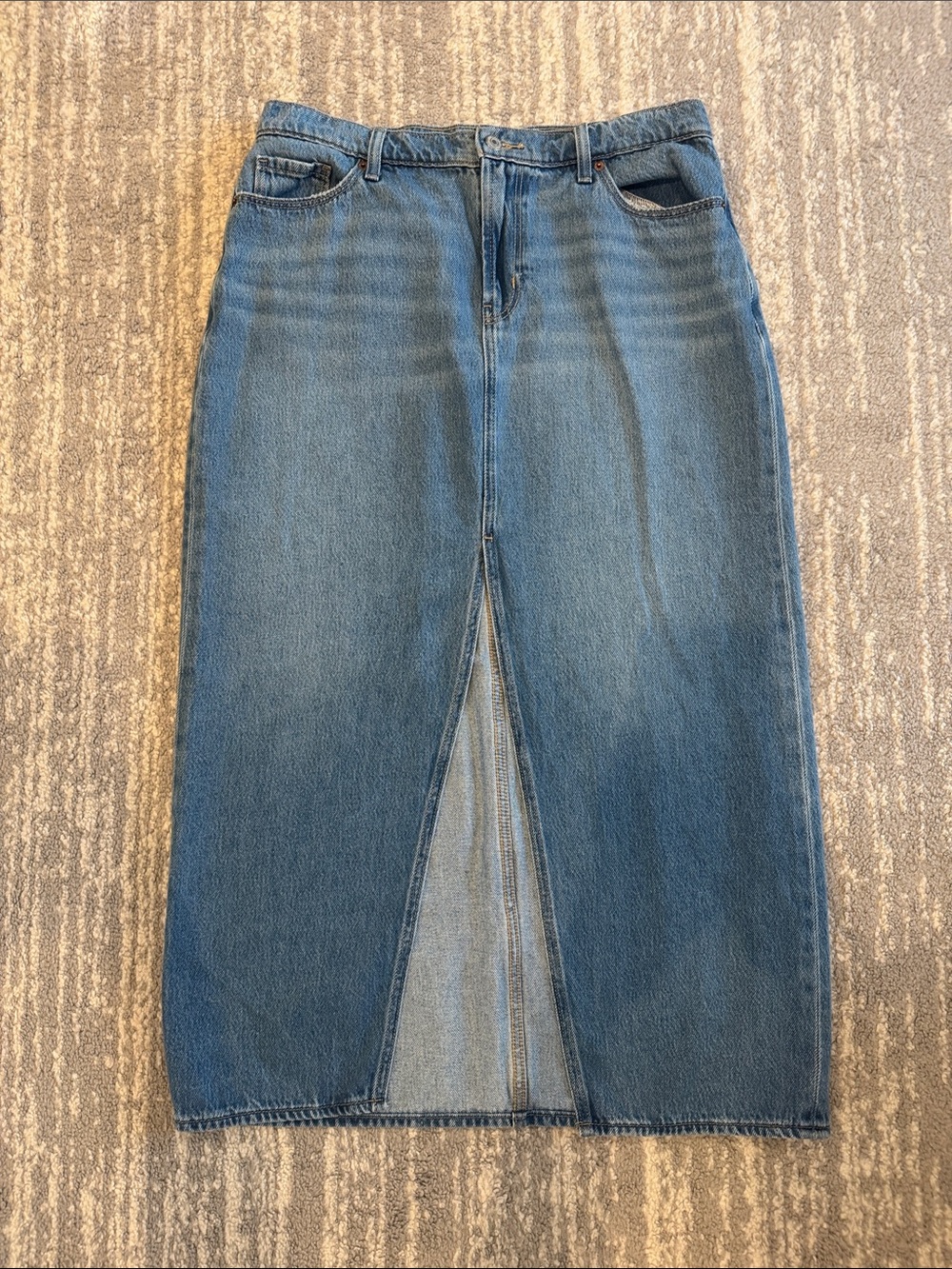 Old Navy Light Blue Denim Skirt with Contrast Stitching